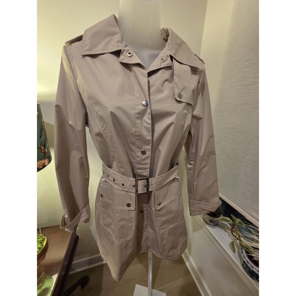 Jaclyn Smith Large Khaki Belted Trench Coat VTG 90s Y2K Utility Gorpcore‎